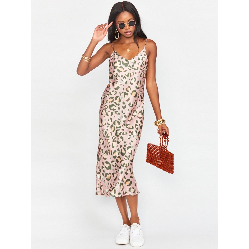 Show Me Yourโ Mumu Zio Dress Pink Leopard Print Midi Slip Dress XS
